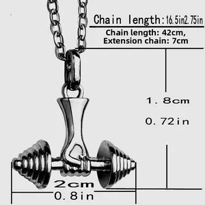 Tableau des tailles détaillé pour collier pendentif haltère avec mesures de chaîne