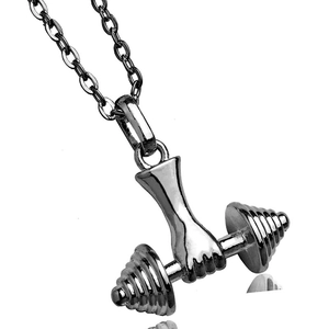 Collier avec Pendentif Main Tenant un Haltère en Alliage de Mode Bijoux Fitness Hommes Femmes Chaîne Style de Gym