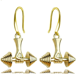 Gioielli con Pendente a Forma di Manubrio in Lega Orecchini a Gancio e Collana per Uomo Donna Palestra Sport Fitness Regalo