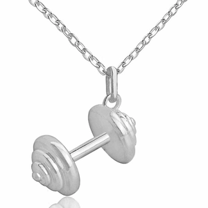 Collier avec pendentif haltère en argent et chaîne en O pour bijoux de fitness en acier