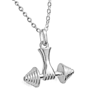 Collana con ciondolo a manubrio e pugno in argento con catena O in acciaio inox