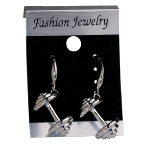 Boucles d'oreilles haltères en argent pour le fitness avec crochets de suspension