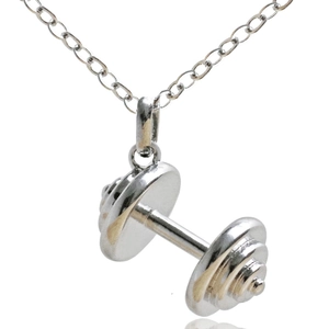 Fitness Dumbbell Pendant Necklace For Women Copper Electroplated Gym Jewelry Weightlifting Sports Motivation Accessory Gift