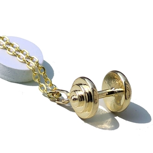 Collier avec pendentif haltère doré pour femme avec chaîne minimaliste en O pour le fitness