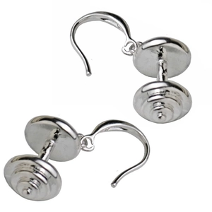 Paire de boucles d'oreilles haltères en argent poli pour amateurs de fitness
