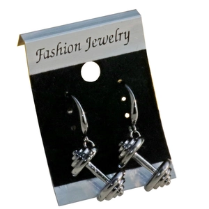 Boucles d'oreilles haltères en argent poli pour femmes au style minimaliste en acier
