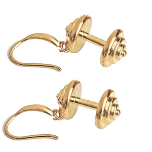 Boucles d'oreilles créatives en forme d'haltère doré pour femmes avec crochet de fitness