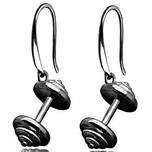 Boucles d'oreilles haltères en finition or 18k pour les passionnés de fitness