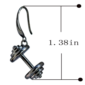 Boucles d'oreilles haltères fitness finition gris foncé, longueur 1,38 pouce