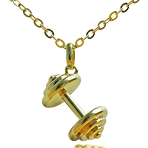 Collier Pendentif Haltère de Fitness pour Femmes Hommes Cuivre Électroplaqué Musculation Gym Bijoux de Motivation