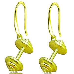Boucles d'Oreilles Crochet Uniques en Forme d'Haltère Plaquées Or 18K Boucles d'Oreilles Pendantes Sportives pour Femmes Bijoux Fitness
