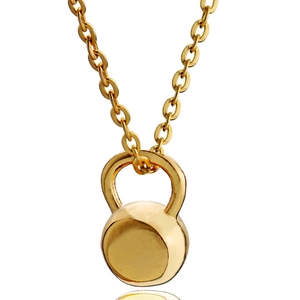 Copper Kettlebell Pendant Necklace For Women Electroplated Champagne Gold Silver Black Gym Sports Cross Chain Fashion Jewelry