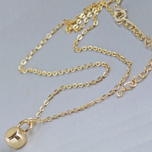 Kettlebell pendant necklace in champagne gold finish with adjustable O-chain and lobster clasp