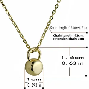 Kettlebell pendant necklace with size dimensions 1.6cm by 1cm and 42cm chain length