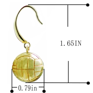 Specifiche dimensionali per orecchini a pallavolo dorati con trame in rilievo