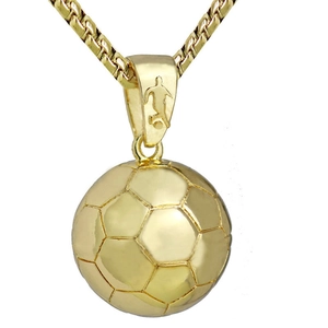 Collier Pendentif Ballon de Football 3D pour Hommes Bijoux Thème Sportif en Cuivre Électroplaqué Avec Chaîne Vénitienne Cadeau Mode