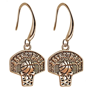Brass Basketball Hoop Dangle Earrings For Women Tiny Minimalist Sports Theme Gold Silver Plated Fashion Jewelry Accessories Gift