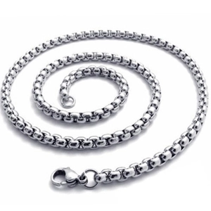 Collana a catena box da uomo in acciaio inossidabile lucido con chiusura a moschettone