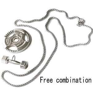 Détails de pendentifs haltères en acier inoxydable avec gravures inspirantes de sport