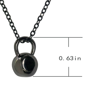 Detaillierte Ansicht der Kettlebell-Halskette mit Angabe der Größe von 0,63 Zoll