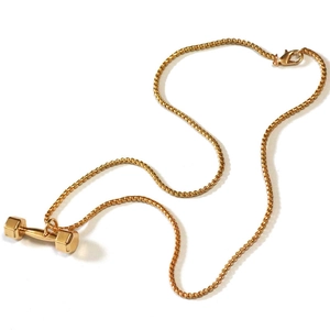 Collier avec pendentif haltère doré et chaîne à billes pour passionnés de fitness