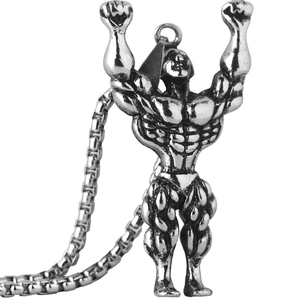 Collier Pendentif Homme Musclé Culturiste Pour Hommes Acier Inoxydable Alliage Électroplaqué Bijoux De Fitness Musculation