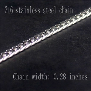 Macro shot of 0.28 inch 316 stainless steel Cuban link chain with flat oval ring design