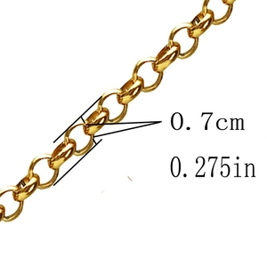 Detail showing 0.7cm width of a 18k gold plated stainless steel O-chain for men