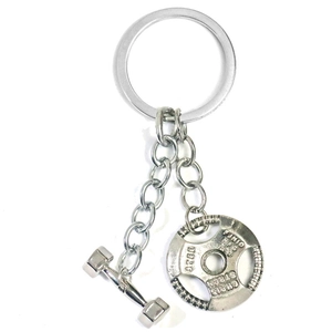 Fitness Theme Metal Keychain Dumbbell Barbell Plate Weightlifting Charm Boxing Glove Gym Sport Key Ring For Men Women