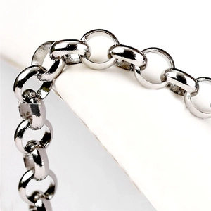 Polished stainless steel O-chain necklace for men with a metallic lustrous finish