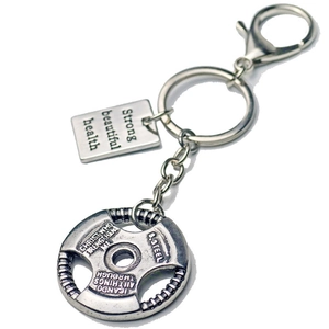 Fitness Gym Motivational Keychain Alloy Stainless Steel Dumbbell Barbell Kettlebell Plate Keyring Boxing Gloves Pendants Workout Sports Gift