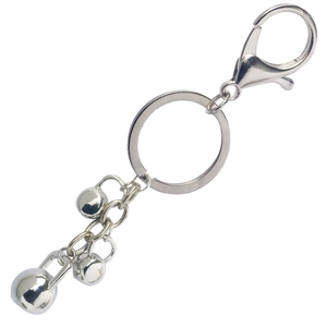 Porte-clés kettlebell en argent poli avec fermoir mousqueton et perles pour hommes