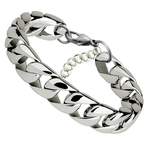 3.2mm silver stainless steel curb chain bracelet for men with lobster clasp and extender