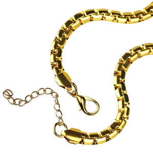 Collier à maillons carrés épais en acier inoxydable doré avec fermoir mousqueton