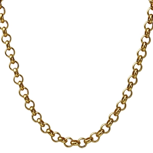 Men's hip hop 18k gold plated stainless steel rolo chain necklace on white background