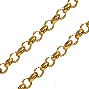 Men's hip-hop 18k gold plated stainless steel cable link chain on white background