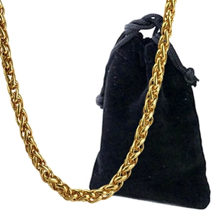 Collana da uomo in acciaio inossidabile placcato oro 18k con sacchetto regalo in velluto