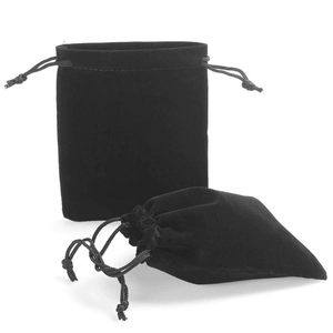 Black velvet drawstring jewelry pouches for necklaces and small gifts in premium texture
