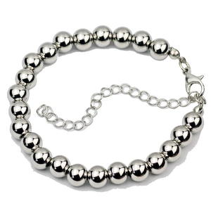 Bracelet pour hommes en acier titane avec perles polies et fermoir mousqueton réglable