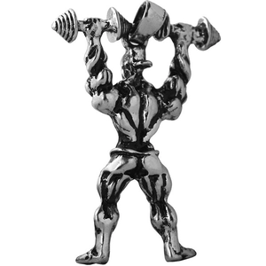 Retro silver dumbbell weightlifting necklace for men with muscular athlete pendant