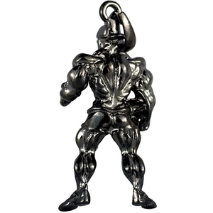 Strong male bodybuilding pendant in gunmetal finish for fitness necklace