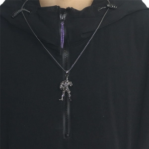 Men's gunmetal muscle man pendant necklace with chain for fitness enthusiasts
