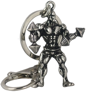 Porte-clés en Métal Homme Musclé Fitness Pendentif Musculation Créatif Anneau en Alliage de Zinc Argent Antique Cadeau Sportif pour Amateur de Gym