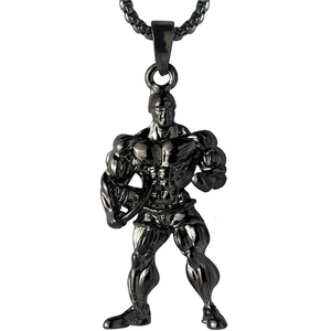 Fitness Bodybuilding Necklace Alloy Muscle Man Pendant Weightlifting Dumbbell Barbell Gym Strength Training Jewelry For Men