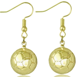 Sportliche Damen Fußball Hängeohrringe Realistische 3D Fußballform Legierung Galvanisierter Schmuck Für Fußballfans Geschenk