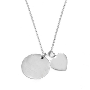 Minimalist Titanium Steel Heart Round Pendant Necklace Silver Tone Stainless Steel Cable Chain Jewelry For Women Girls