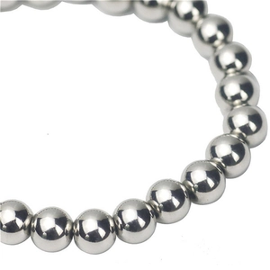 Polished silver stainless steel beaded bracelet with minimalist round ball design links