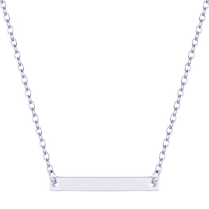 Minimalist silver bar necklace with horizontal stainless steel pendant and O-chain