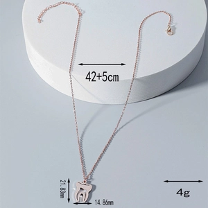 Détails du collier pendentif dent or rose avec spécifications de longueur et de dimensions
