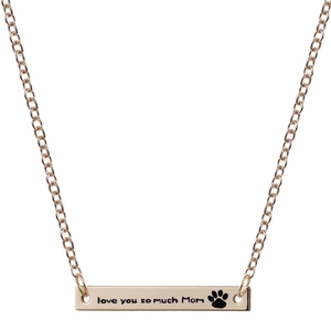 Rose gold stainless steel bar necklace with love you so much Mom engraving